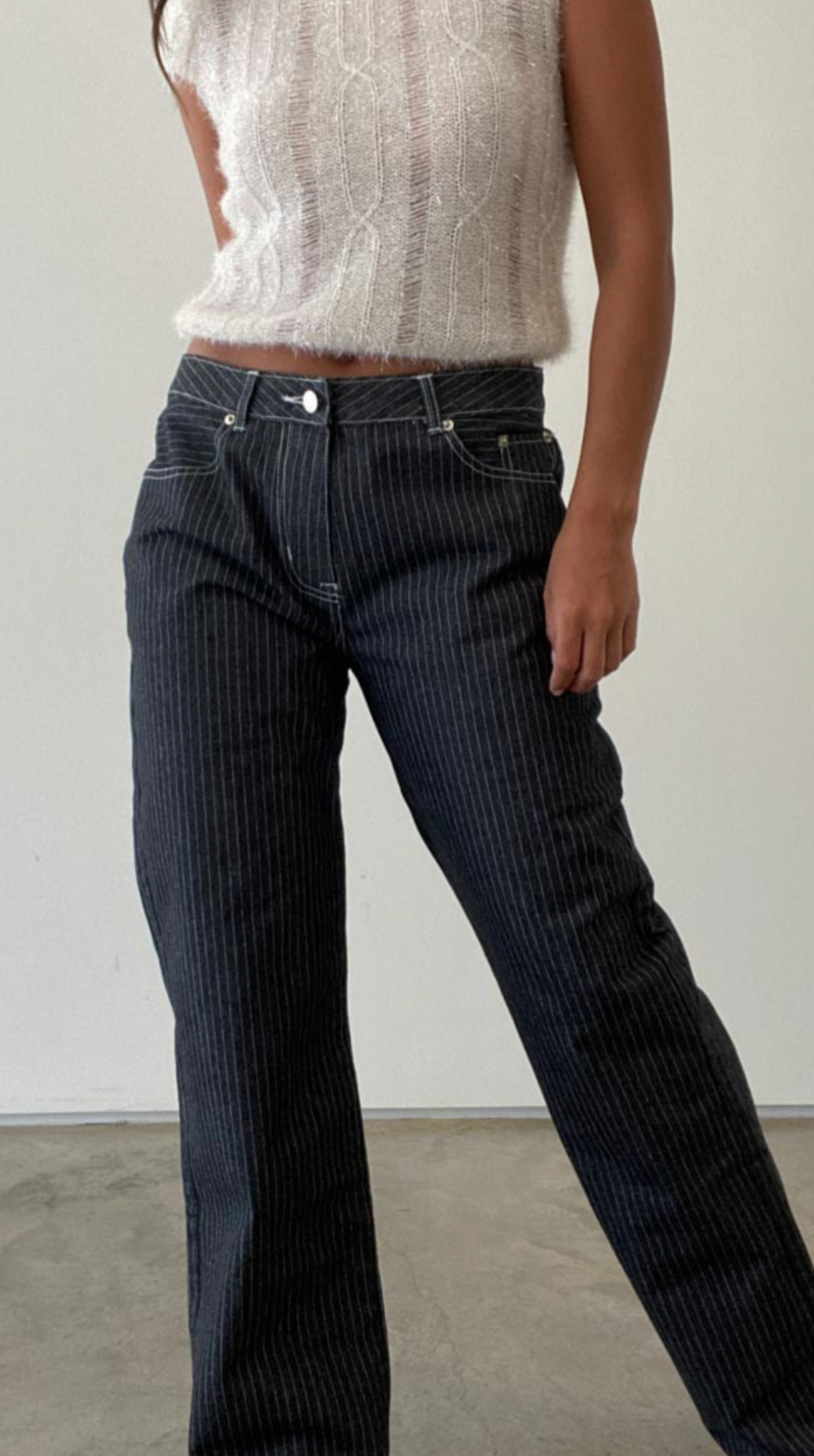 KIMBERLY LOW RISE STRIPED DENIM JEANS (DARK WASH)