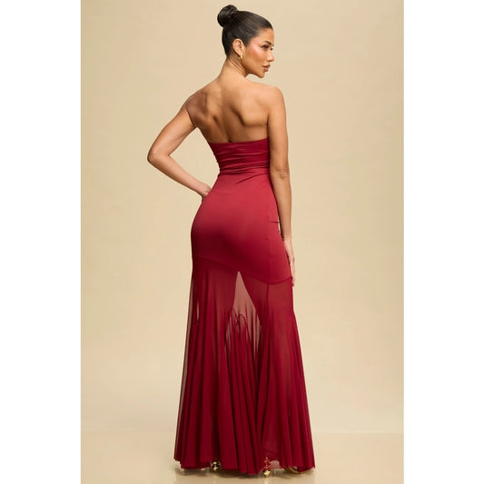 Melina Strapless Maxi Dress (Wine)