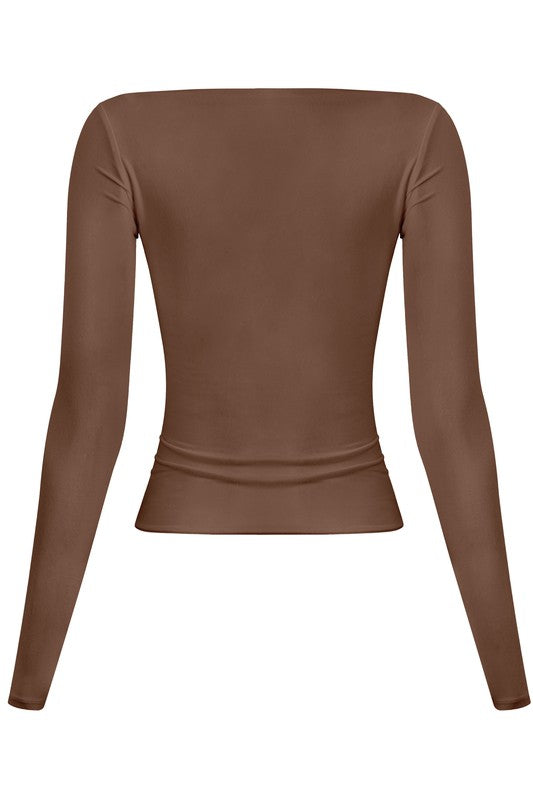 LOTIV BOATNECK LONG SLEEVE TOP (BROWN)