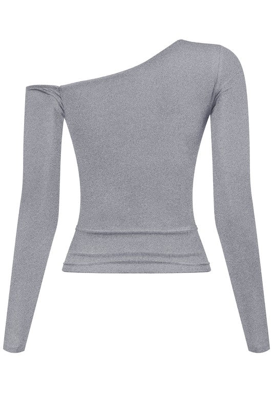 LOTIV SOFT STRETCH ASYMMETRIC TOP (GRAY)