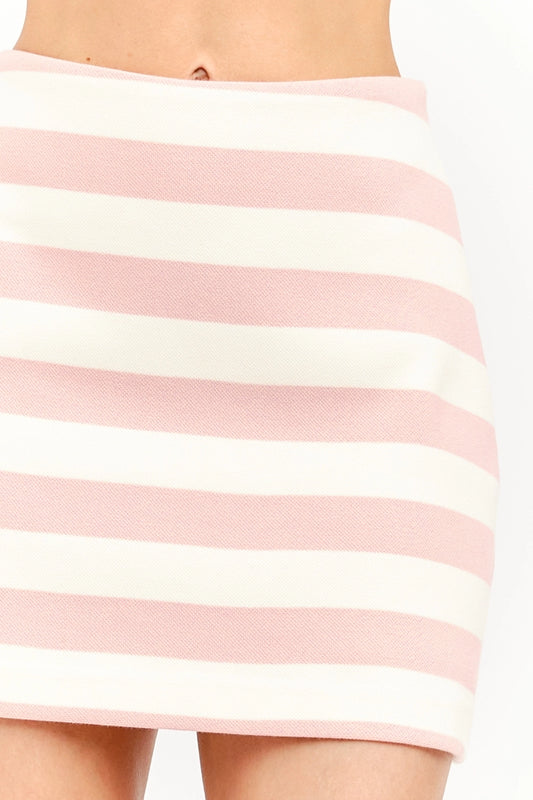 The Blush Avenue Striped Mini Skirt (Pink)