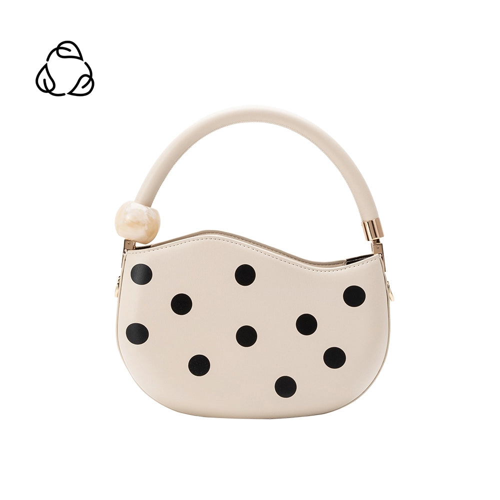 Jennie Recycled Vegan Polka Dot Top Handle Bag (Cream)