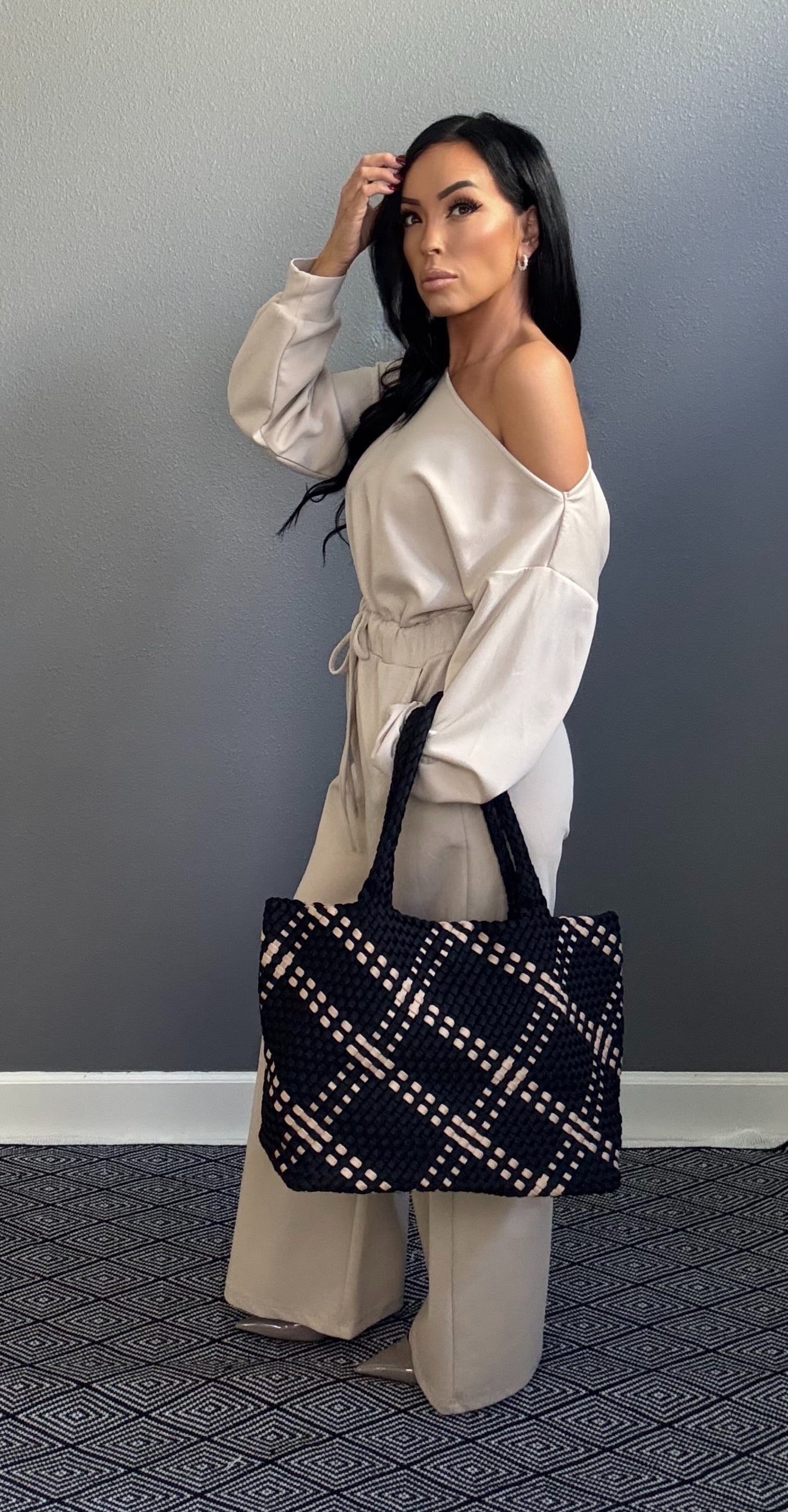 SKY'S THE LIMIT WOVEN NEOPRENE TOTE - LARGE