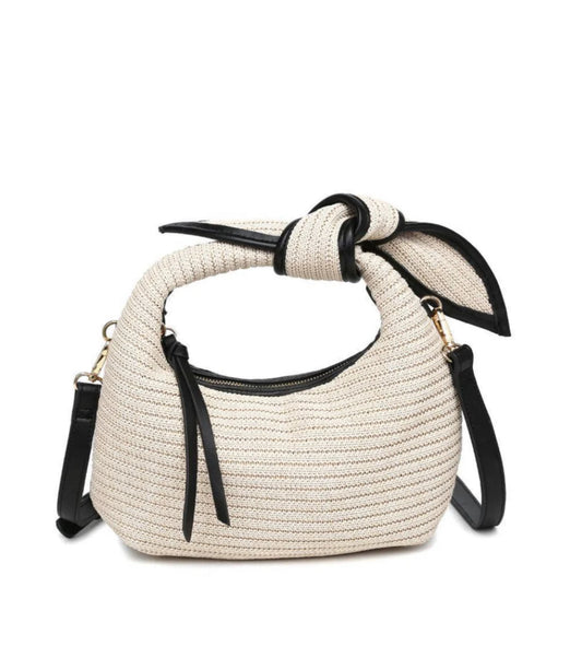 Ellie Knot Straw Crossbody Bag Purse