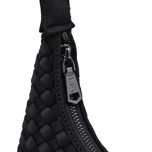 Black Woven Neoprene Shoulder Bag Women's Purse
