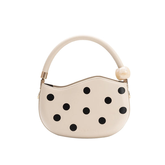 Jennie Recycled Vegan Polka Dot Top Handle Bag (Cream)