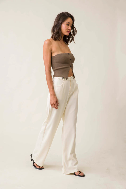 Presley Straight Leg Pants (Ecru)