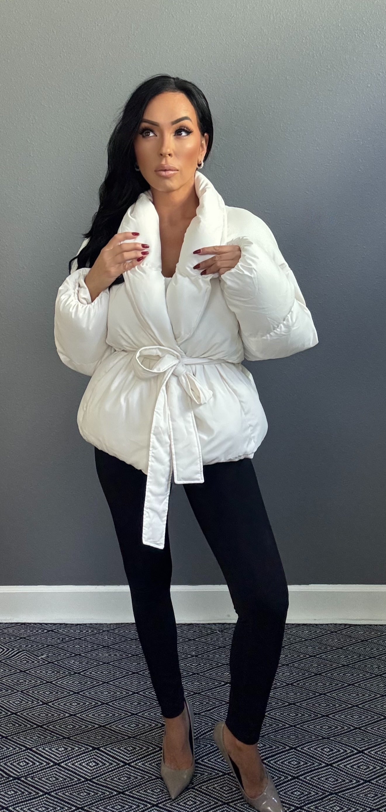 SOPHIA BELTED DOWN PUFFER COAT (IVORY)