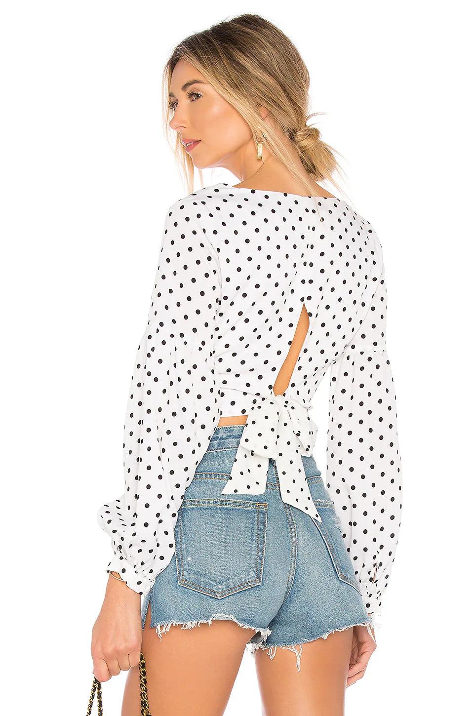 Kira Polka Dot Crop Blouse (White & Black)