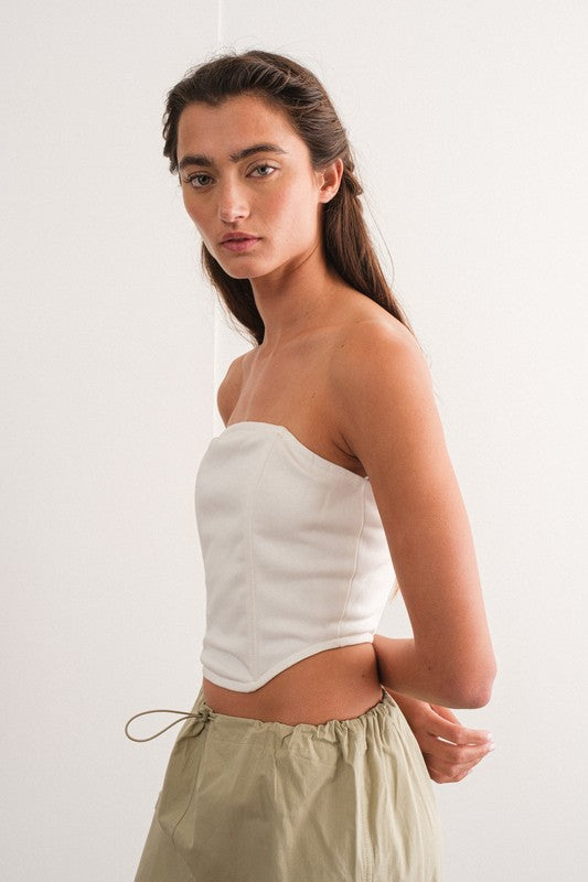 Macy Strapless Corset Top (White)