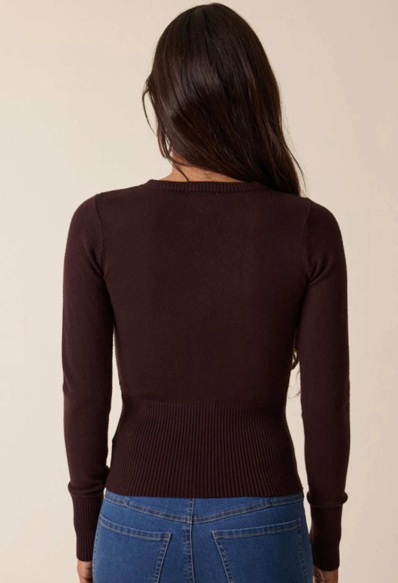 EMA FLOWER BUD KNIT CARDIGAN SWEATER (CHOCOLATE BROWN)