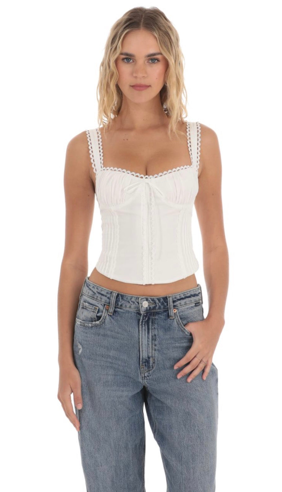 Dolly Embroidery Detail Top (White)
