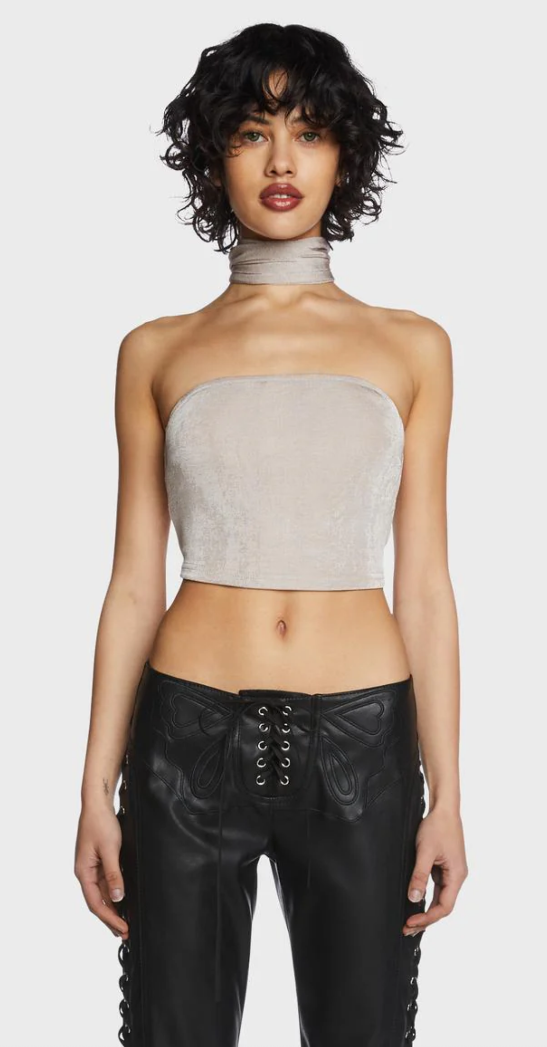 La La Choker Halter Tube Top (Shimmer Blush)