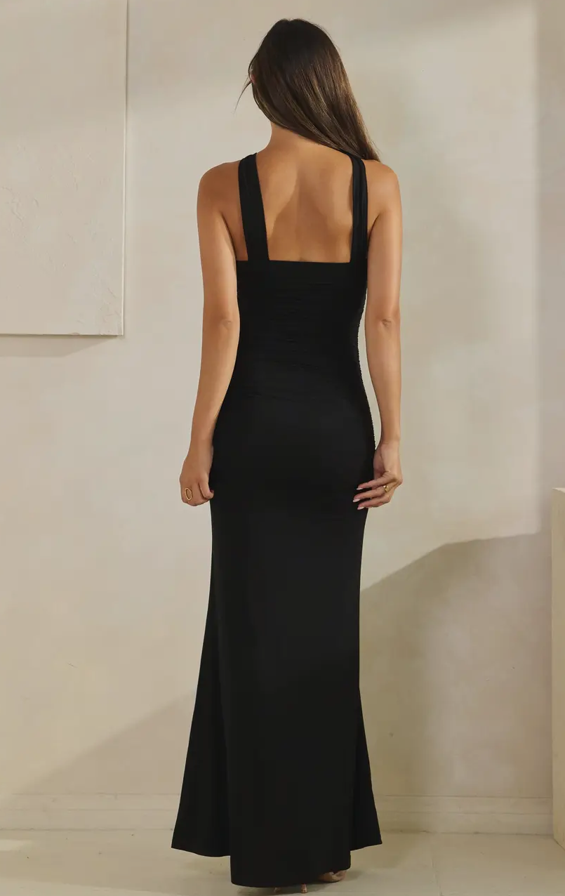 Livia O Ring Detail Maxi Dress (Black)