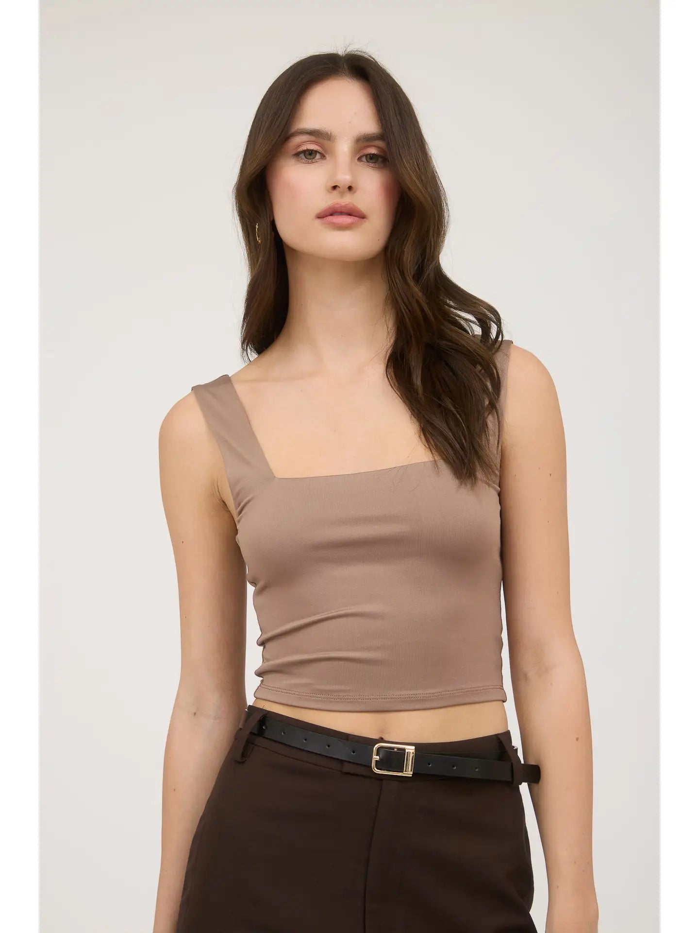 Bailey Square Neck Tank (Brown)