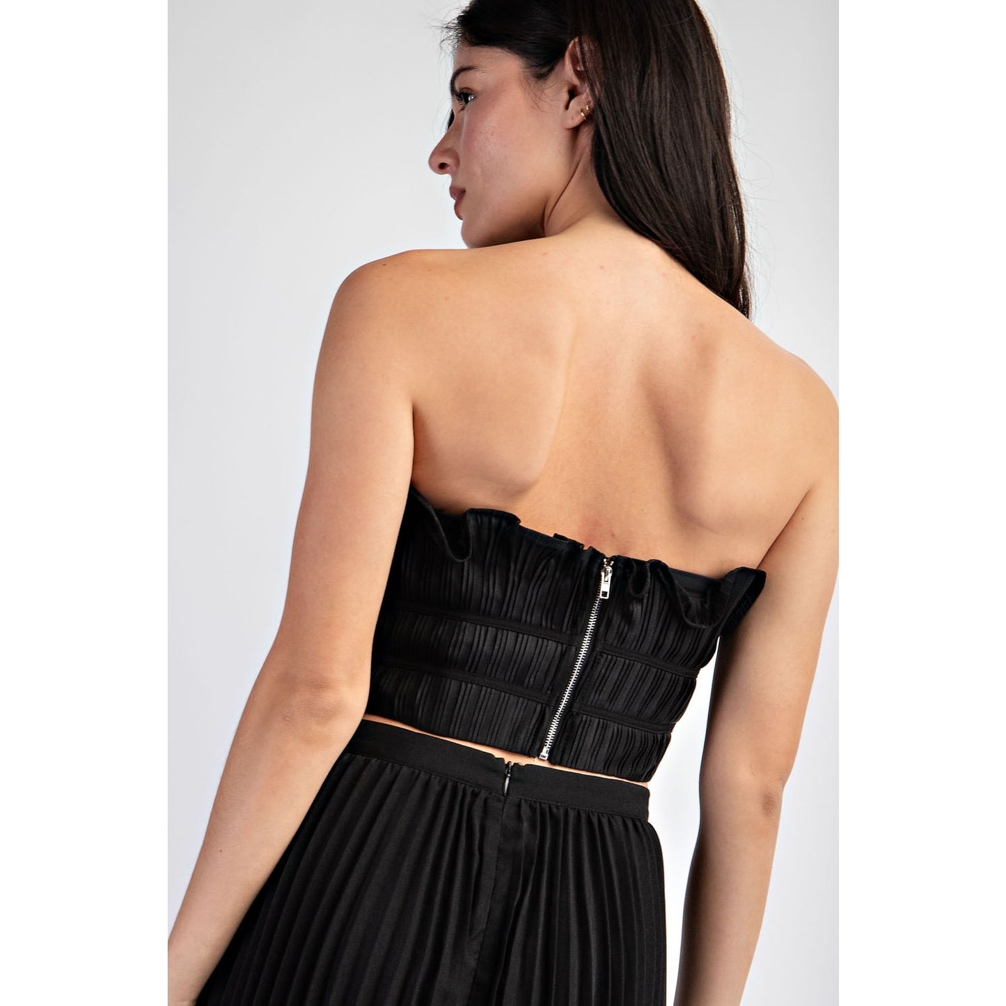 Black Strapless Ruffle Tube Top Women's Date Night Lotiv Party Tops