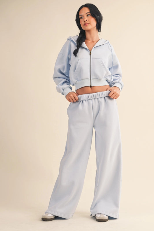 Core Cozy Fleece Wide Leg Sweatpants (Blue)