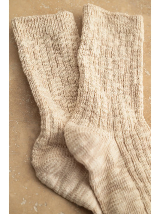Taylor Ribbed Soft Crew Socks(Oatmeal)