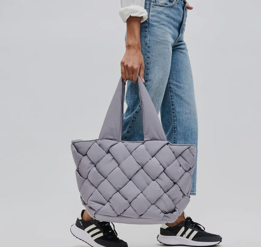 INTUITION EAST WEST WOVEN NYLON TOTE (CARBON)