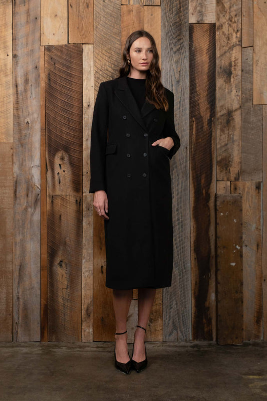 'THE SUNDAY COAT' DOUBLE BREASTED LONGLINE NOTCHED COAT