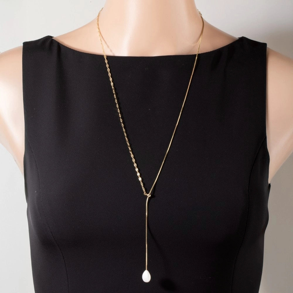The Pearl Drop Lariat Necklace