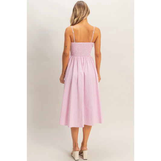 Kendal Striped Midi Dress (Pink)