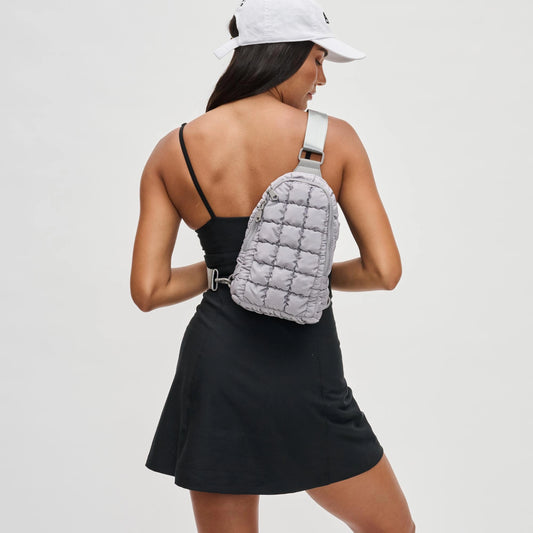 Rejuvenate Quilted Puffer Nylon Sling Backpack Bag (Gray)