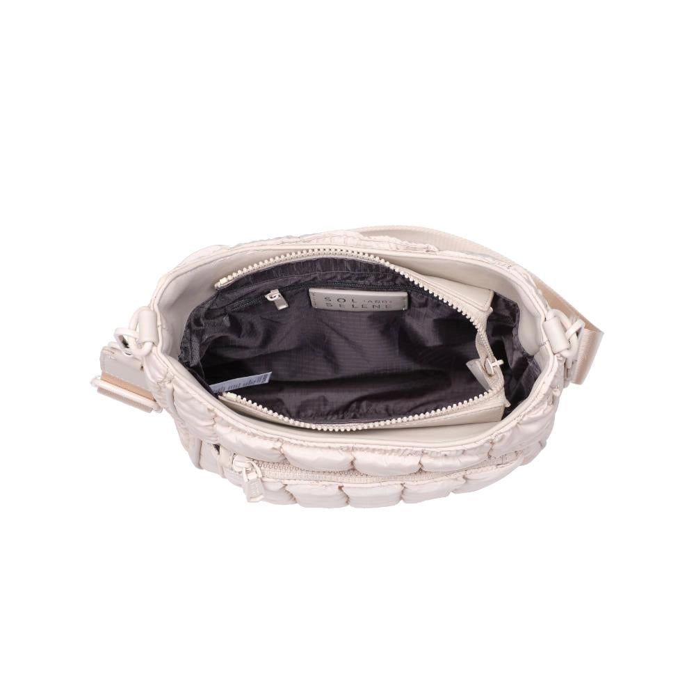Aura Quilted Nylon Puffer Crossbody Bag (Cream)