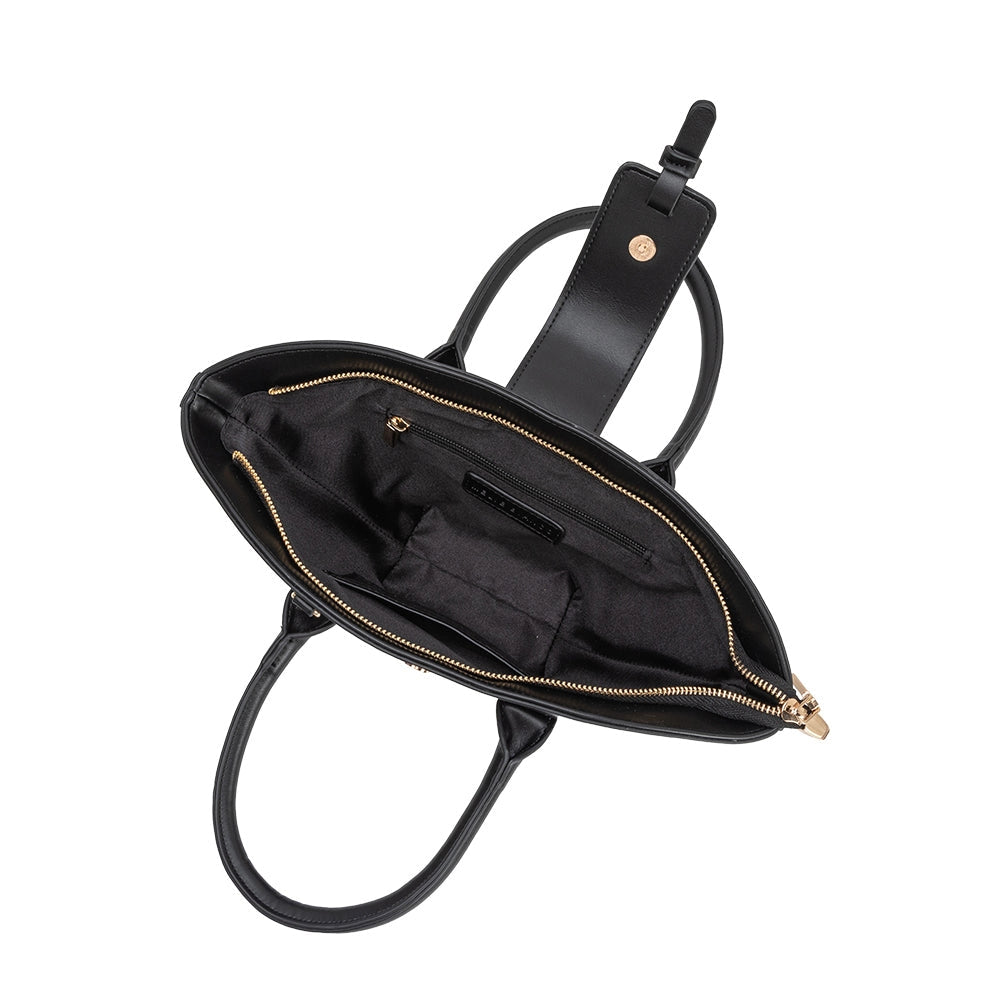 Black Recycled Vegan Leather Crossbody Bucket Lotiv Bag 