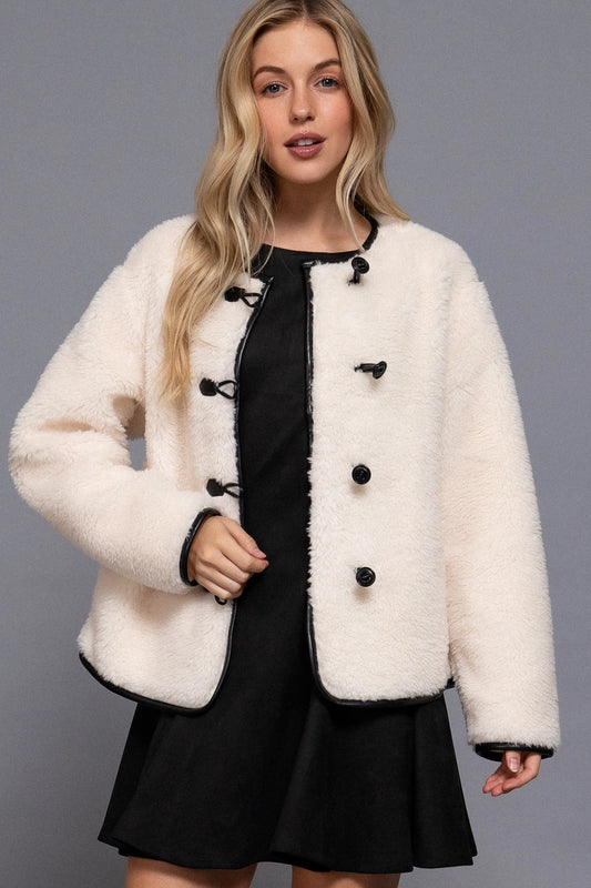 Riley Soft Bouclé Sherpa Jacket (Ivory)