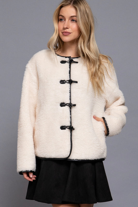 Riley Soft Bouclé Sherpa Jacket (Ivory)