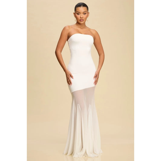 Melina Strapless Maxi Dress (White)