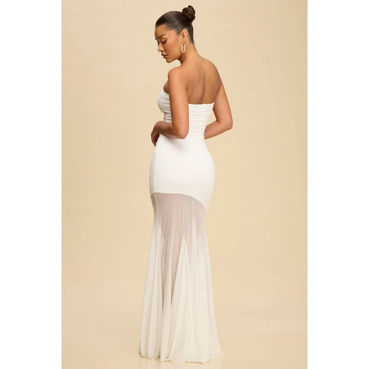 Melina Strapless Maxi Dress (White)