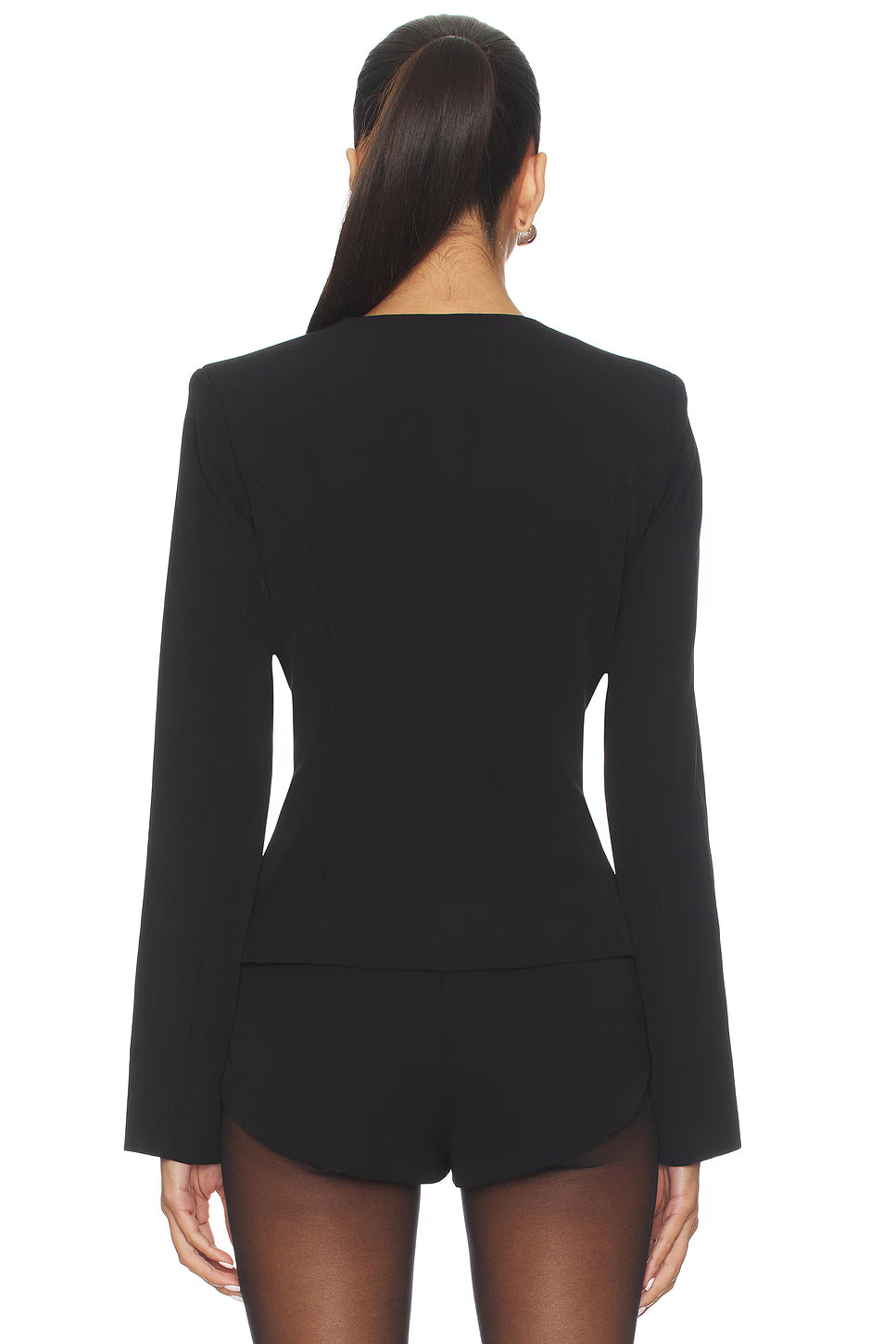 Paige Bow Detail Structured Blouse (Black)
