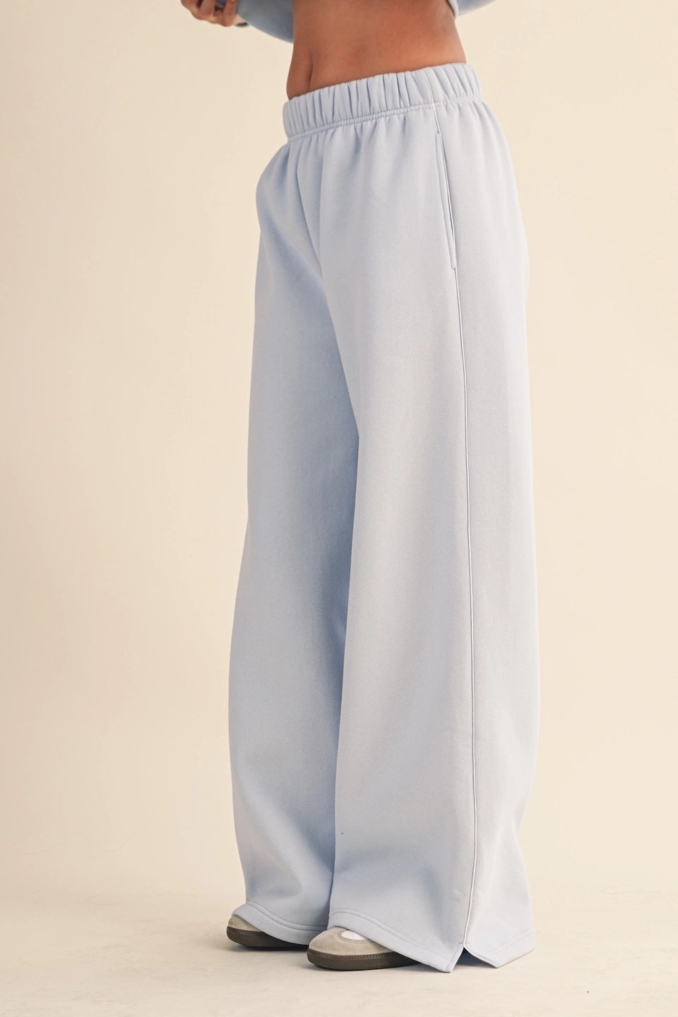 Core Cozy Fleece Wide Leg Sweatpants (Blue)