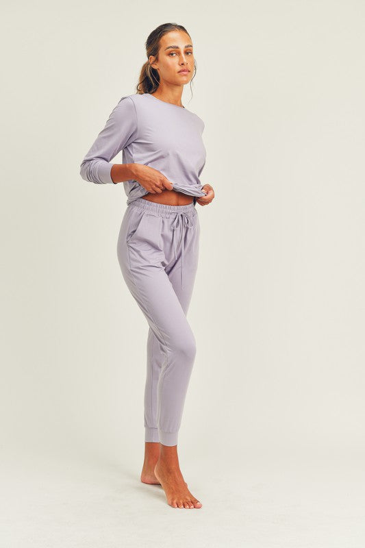 Averly Brushed Soft Long Sleeve & Lounge Pant Set (Lavender)