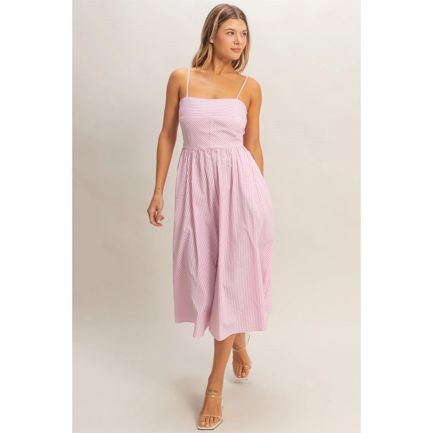 Kendal Striped Midi Dress (Pink)