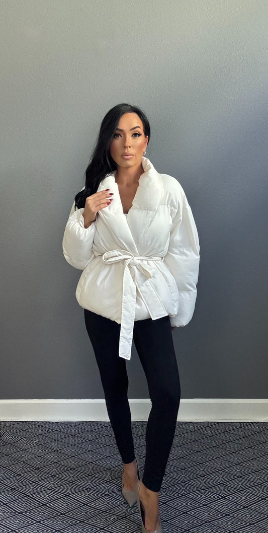SOPHIA BELTED DOWN PUFFER COAT (IVORY)