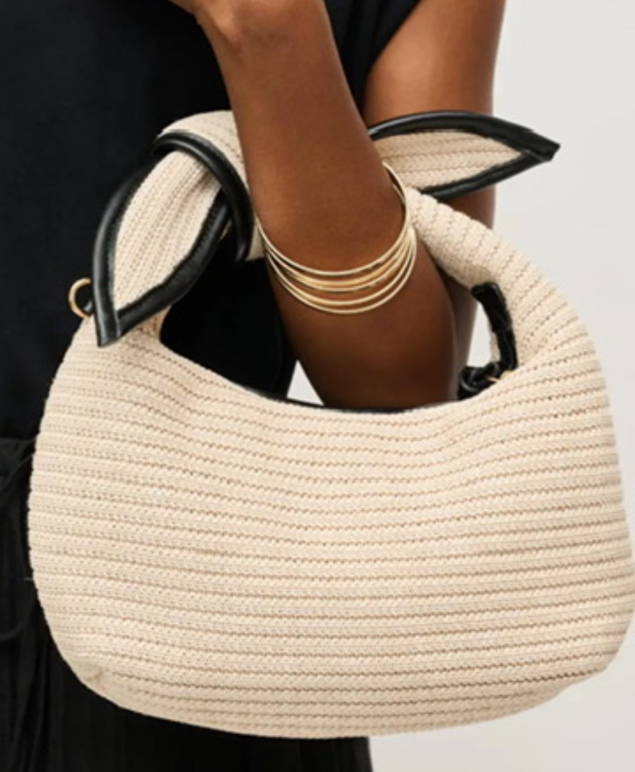 Ellie Knot Straw Crossbody Bag Purse