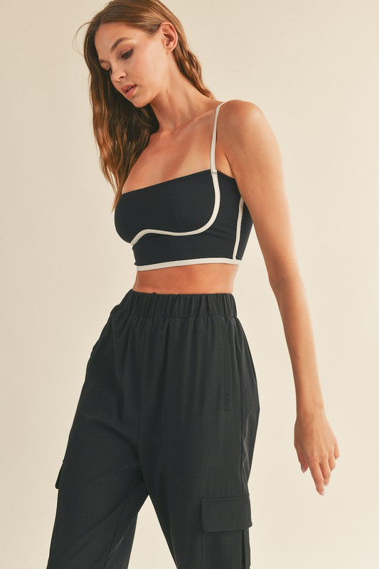 Contrast Sculpting Bra Tank (Black)