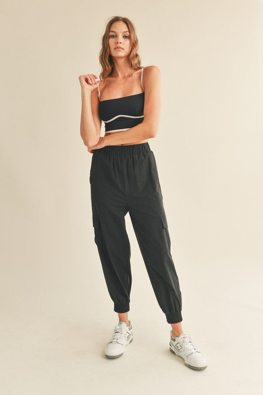 Contrast Sculpting Bra Tank (Black)