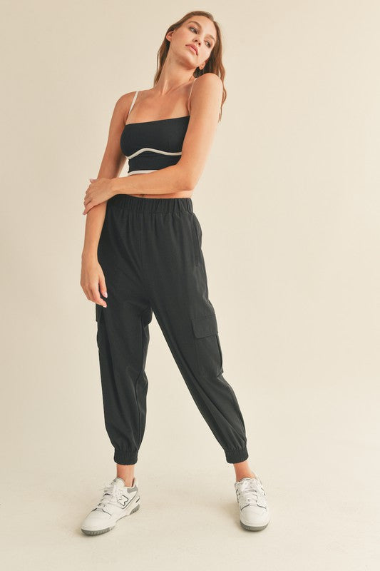 Contrast Sculpting Bra Tank (Black)