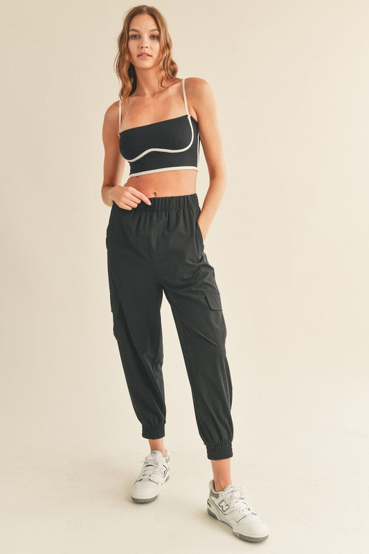 Contrast Sculpting Bra Tank (Black)