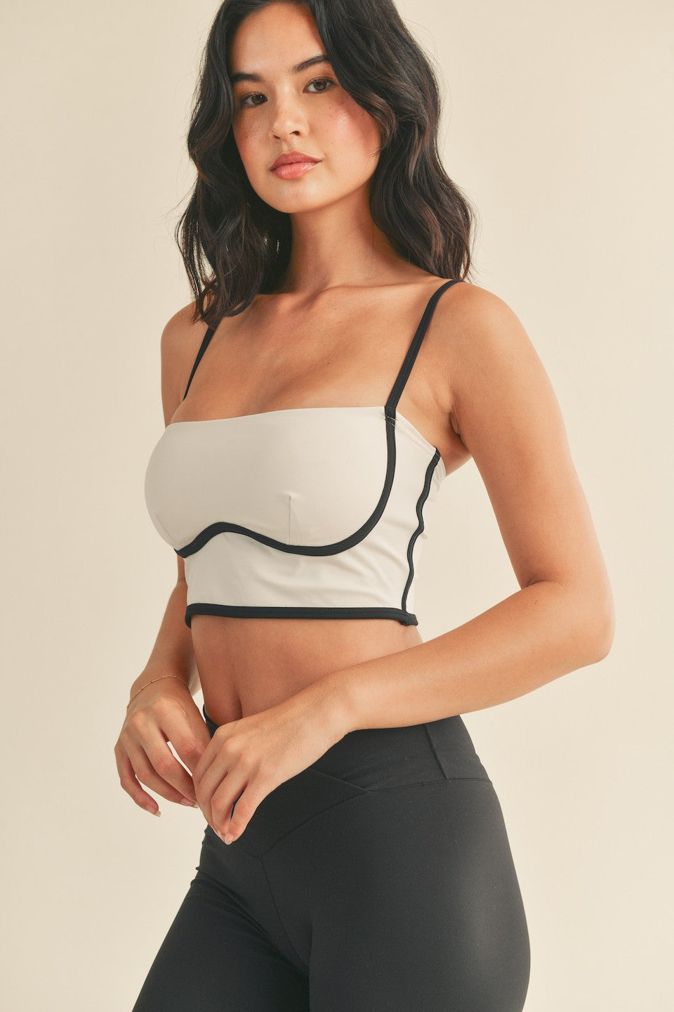 Contrast Sculpting Bra Tank (Ivory)