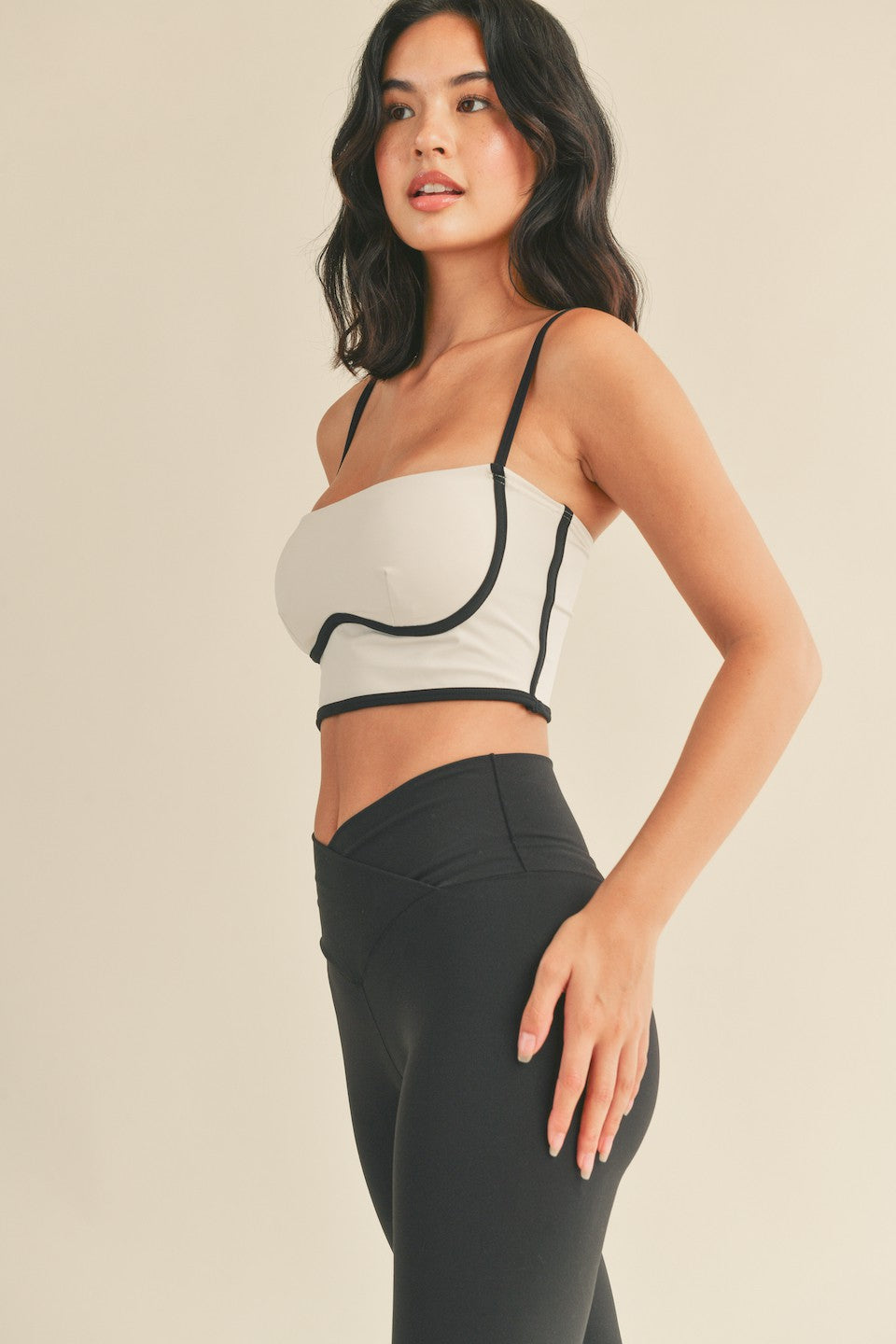 Contrast Sculpting Bra Tank (Ivory)
