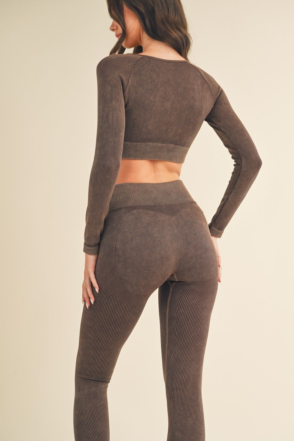 Chaitra Mineral Wash Ribbed Set (Chocolate)