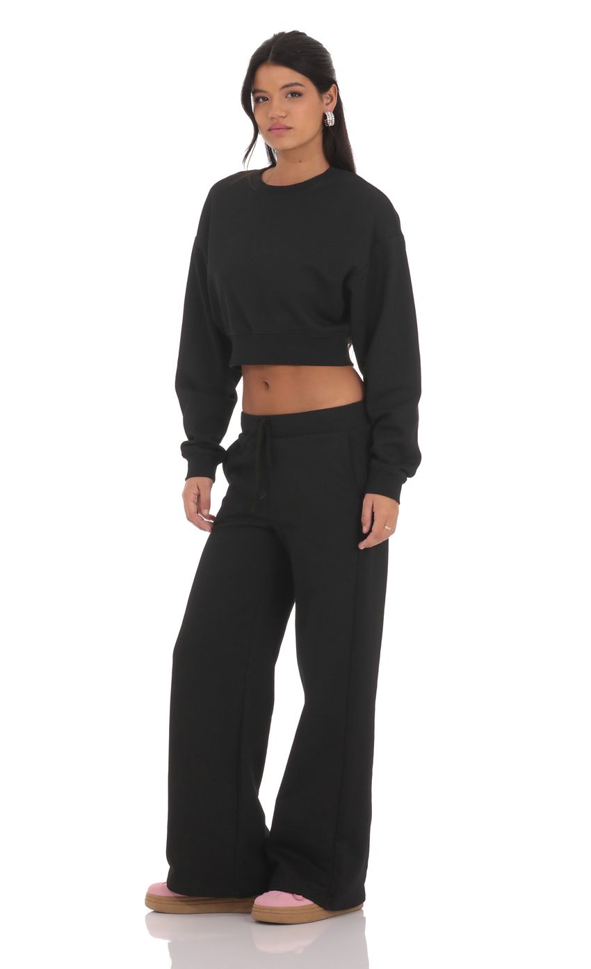 Beverly Bow Embroidered Sweatpants in Black