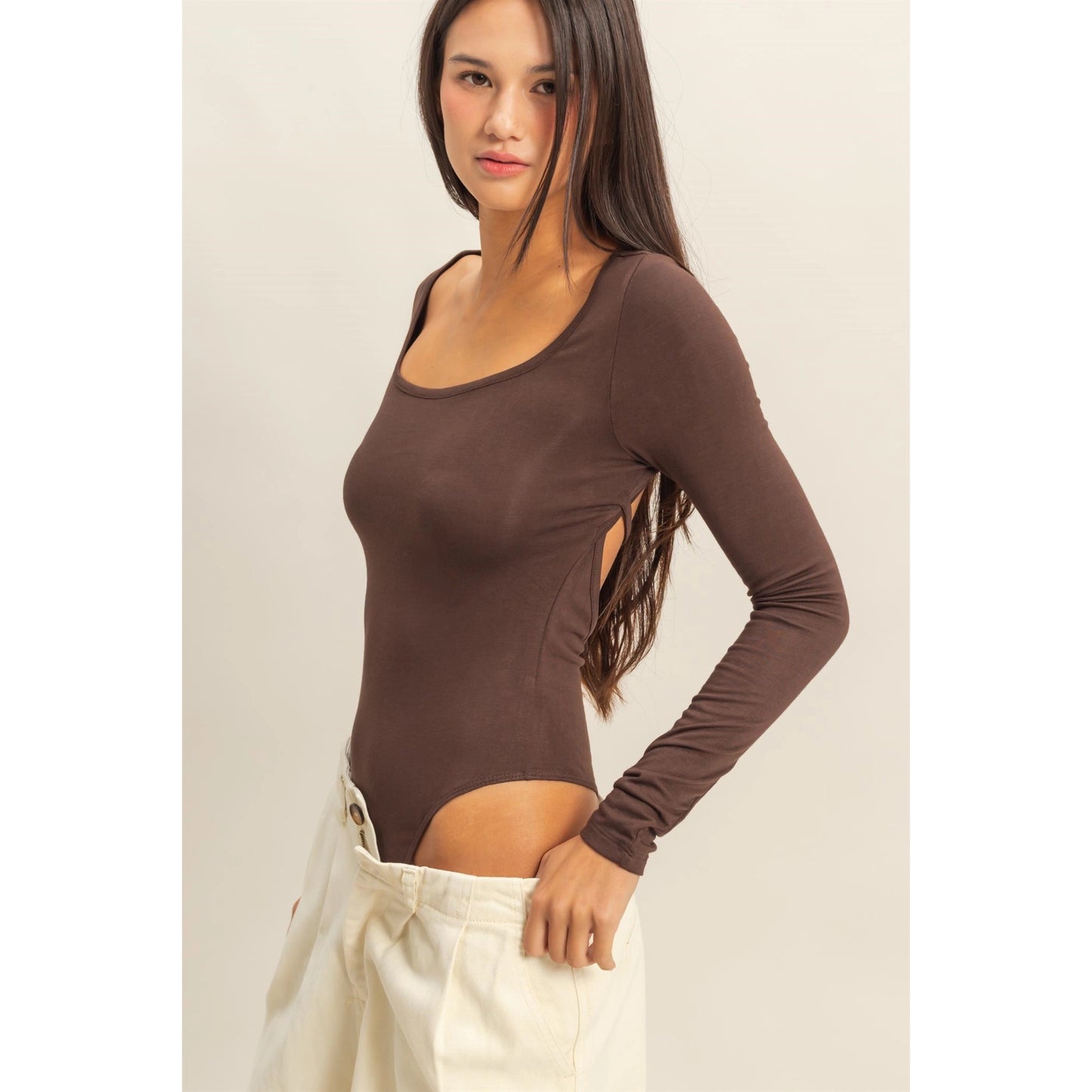 Mac Backless Bodysuit (Soft Brown)