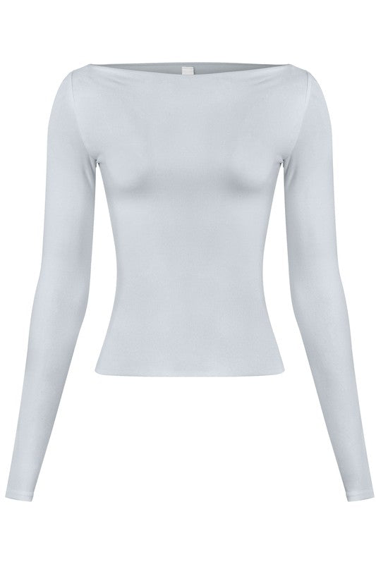 LOTIV BOATNECK LONG SLEEVE TOP (SILVER BLUE)