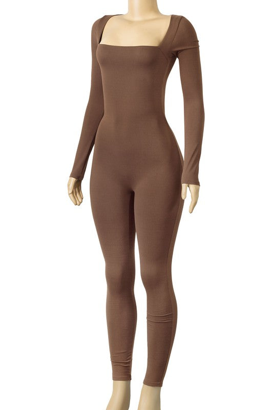 LOTIV Long Sleeve Jumpsuit (Brown)